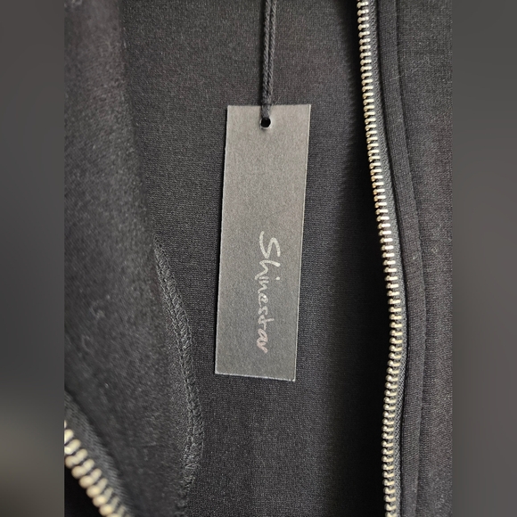 Bnwt, Elegant Black Off Centered Zip-Front Dress. - Picture 4 of 10